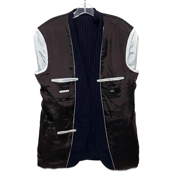 Boss Hugo Boss Suit Jacket Blazer Super 120s The Jam Sharp Blue Italian Wool 40R - Picture 7 of 15